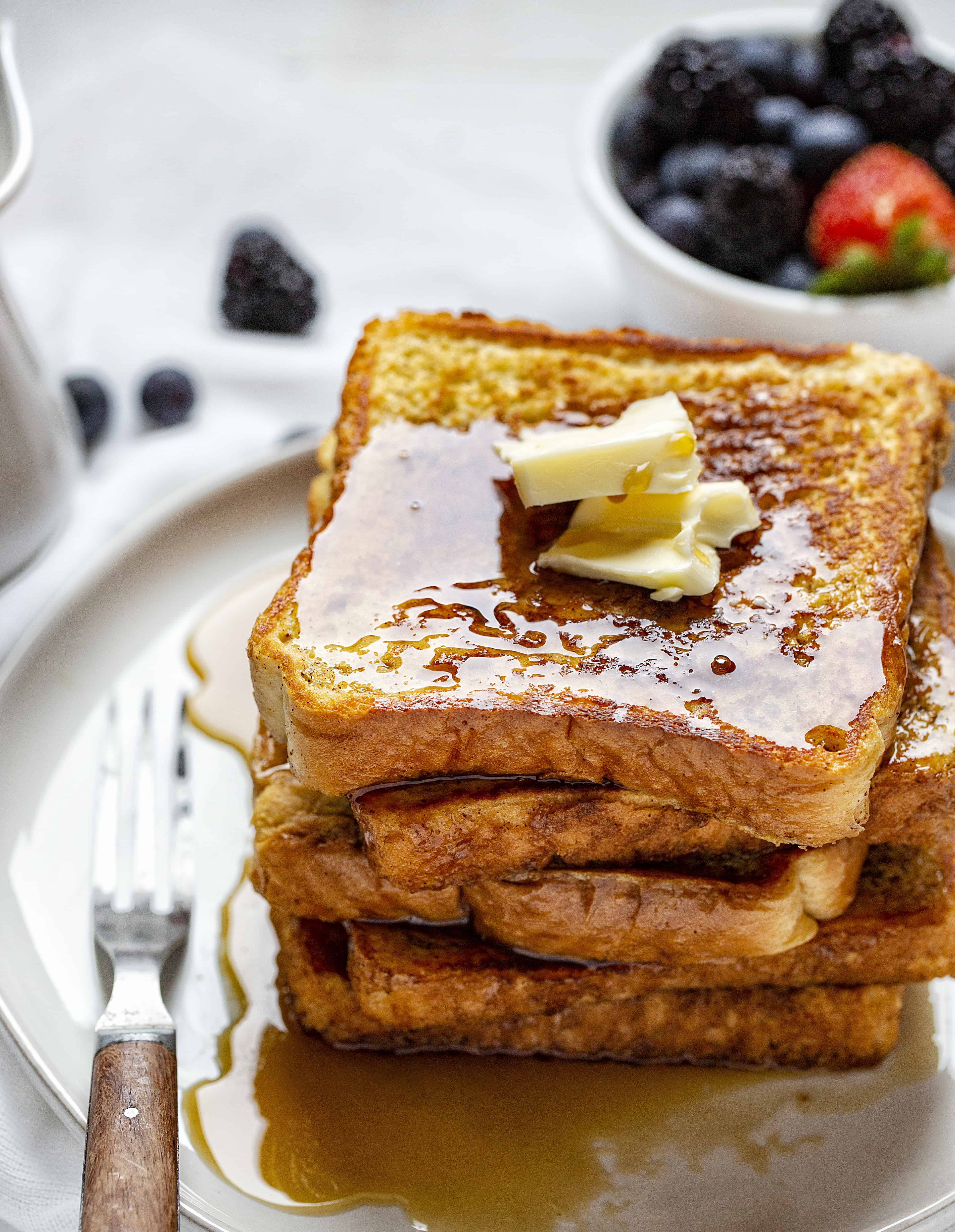 This is the recipe that won't fail you! Perfect flavor and consistency, every time! french toast, easy french toast, how to make french toast, french toast recipe, iambaker How to Make French Toast and then stack and serve French Toast.