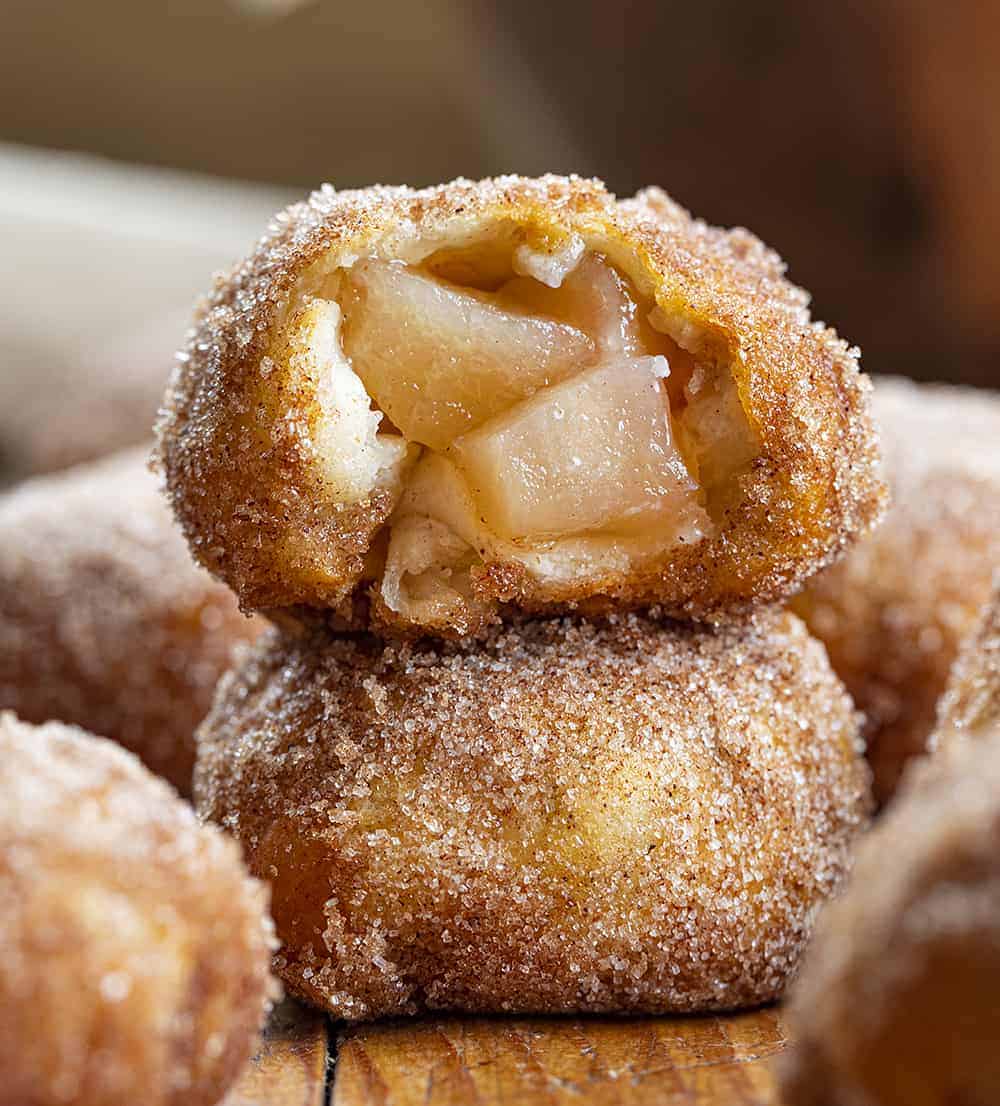 These tried and true top ten recipes from January 2021 have you covered from main dishes, to sweet treats, to desserts! i am baker, iambaker, apple pie bombs, air fryer apple pie bombs, air fryer recipes, air fryer desserts, apple pie, desserts, apple recipes Apple Pie Bombs Stacked and Showing Inside