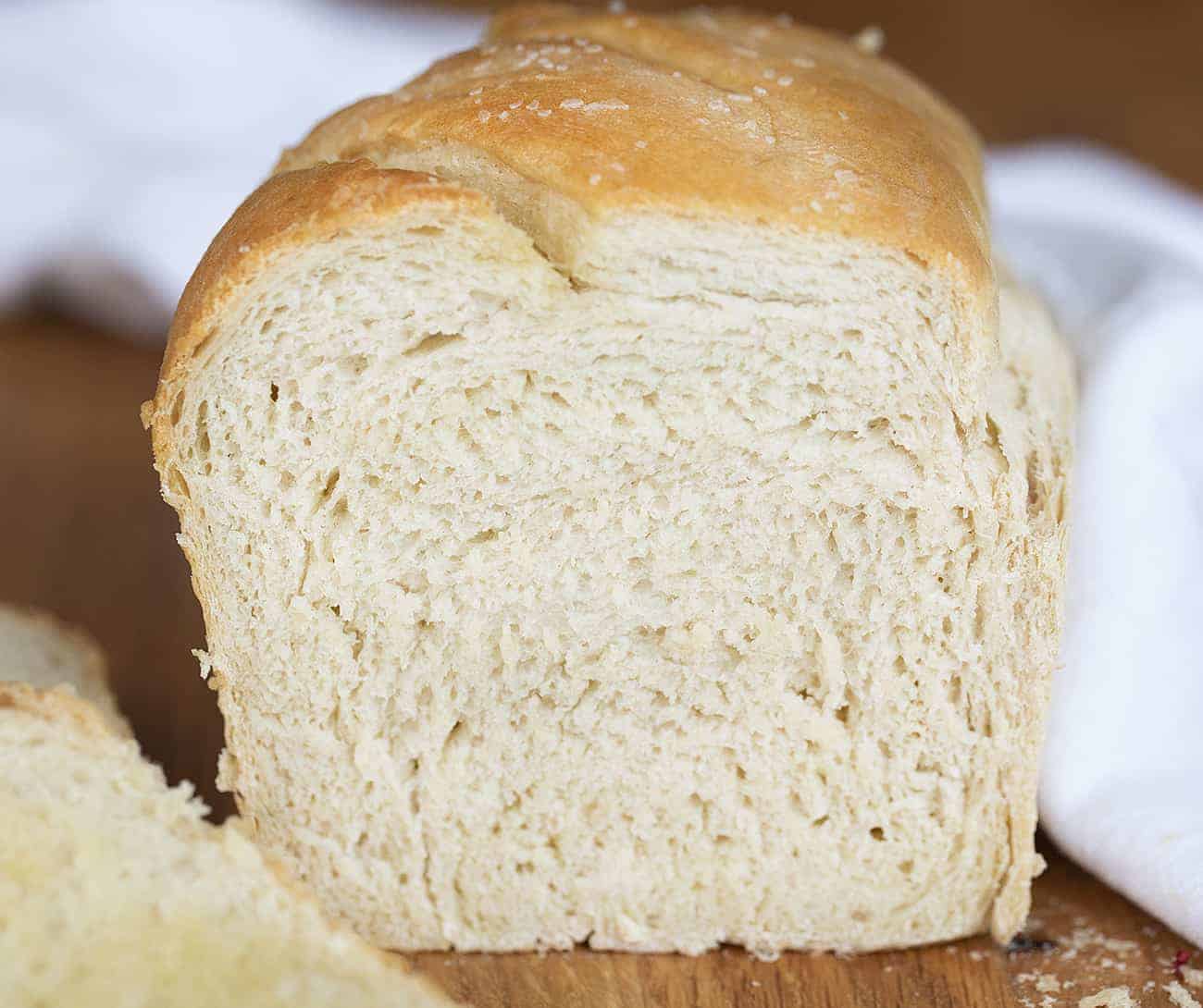 These tried and true top ten recipes from January 2021 have you covered from main dishes, to sweet treats, to desserts! simple white bread, homemade bread, white bread recipe, top ten recipes January 2021, iambaker, i am baker White Bread Cut Into