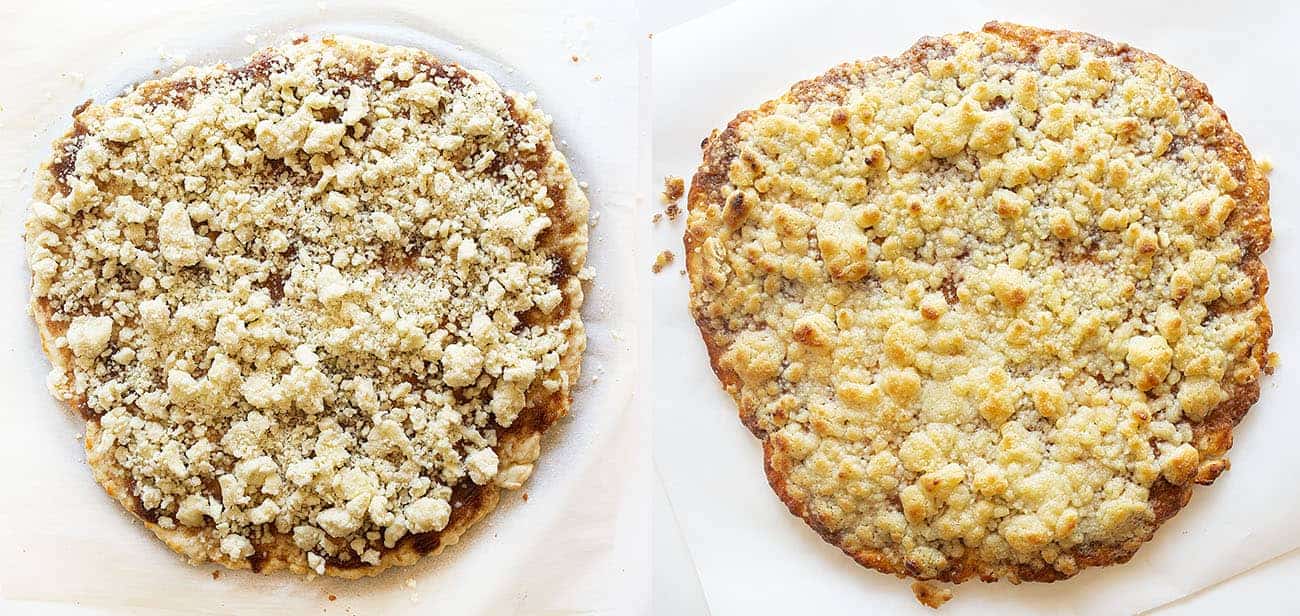 This recipe has been TESTED and PERFECTED! A glorious cinnamon-sugar dessert pizza covered in the best sweet glaze. A fan favorite! cactus bread, copycat cactus bread, dessert pizza, crispy cinnamon dessert, dessert, baking, recipes, iambaker Cactus Bread Before Baking and After Baking