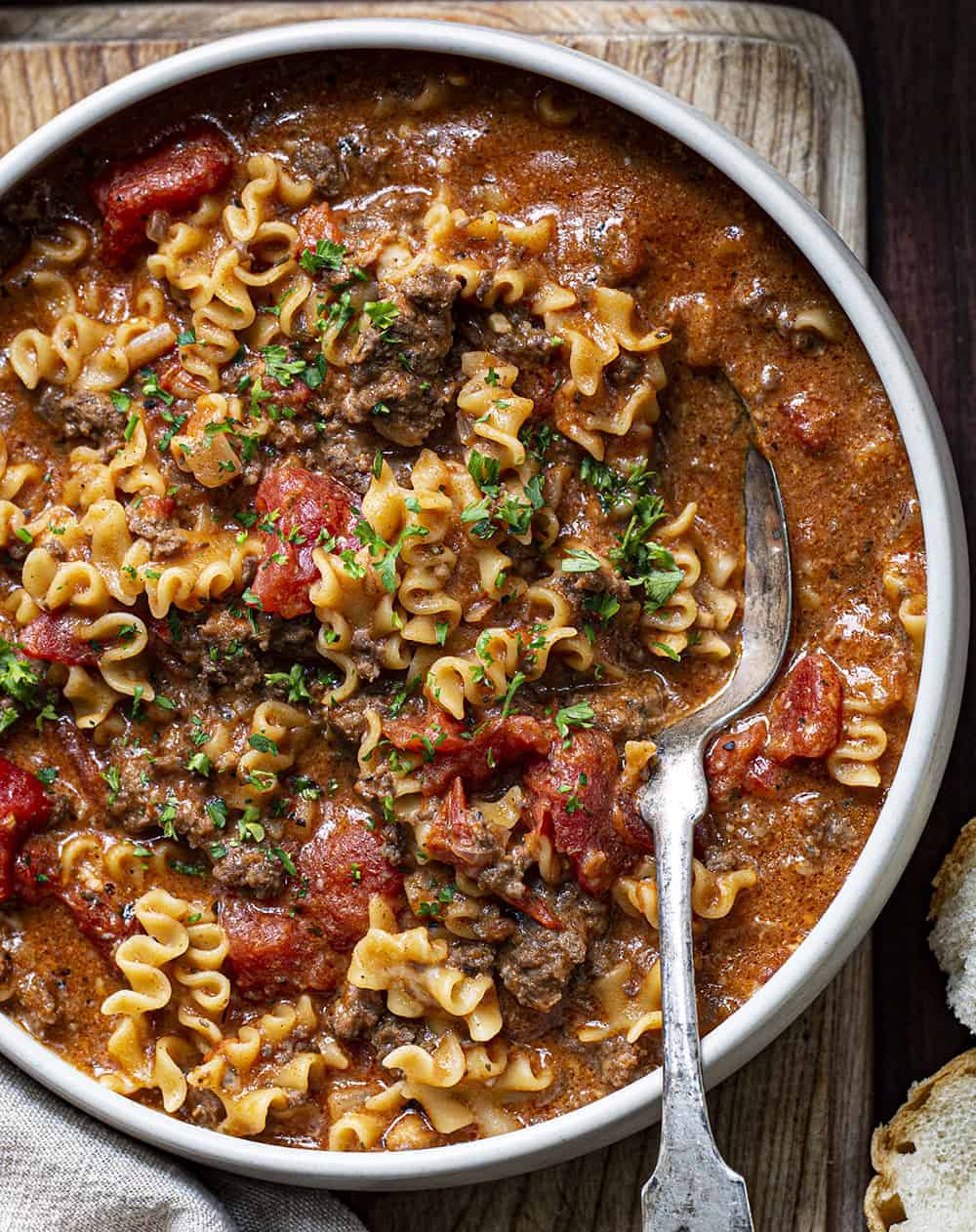 These tried and true top ten recipes from January 2021 have you covered from main dishes, to sweet treats, to desserts! i am baker, iambaker, lasagna soup, soup recipes, lasagna, homemade soups, dinner ideas Bowl of Lasagna Soup