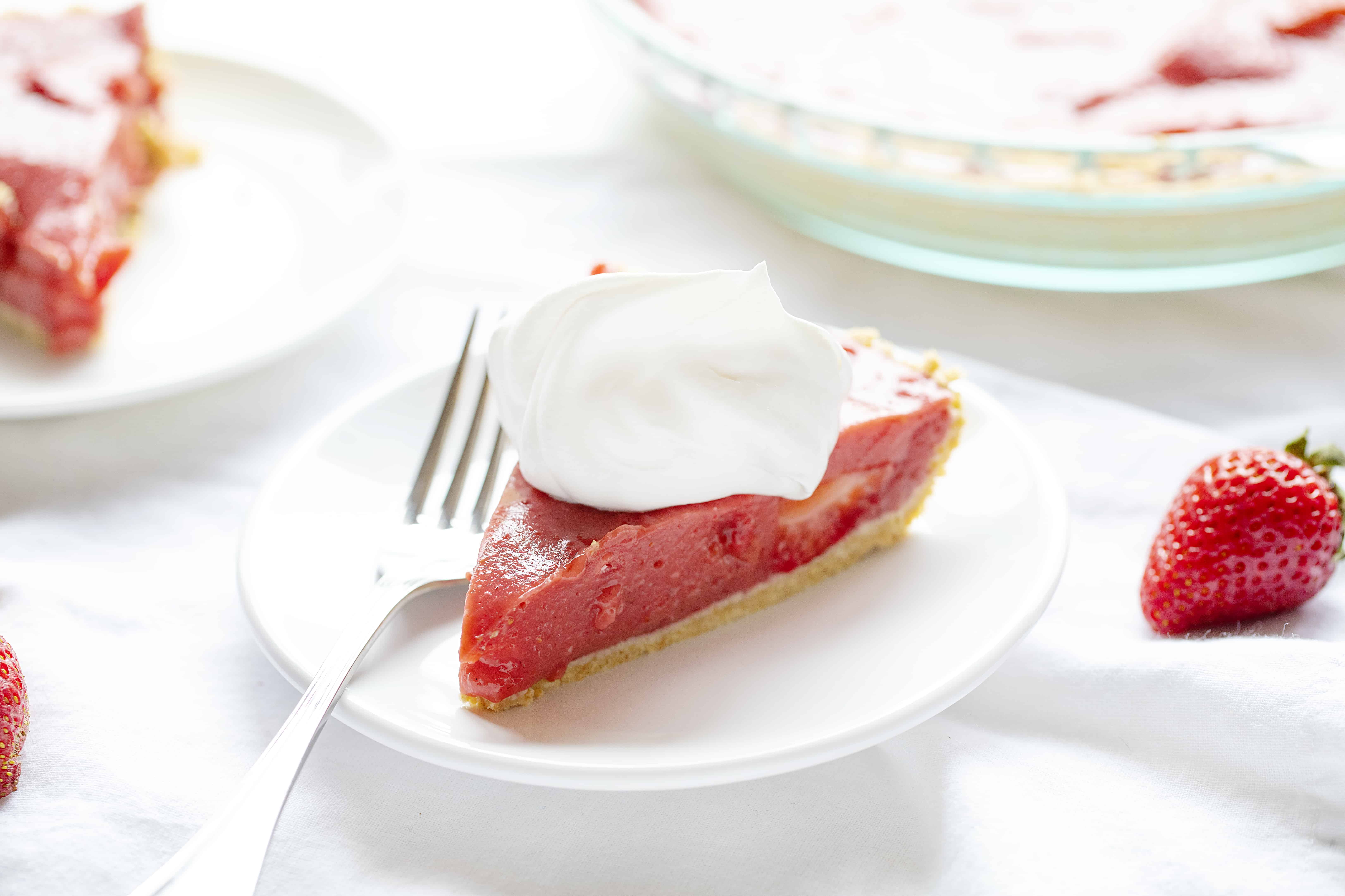 This Fresh Strawberry Pie is loaded with flavor and 100% no bake! Perfect for a summers day! strawberry pie, real strawberry pie, real ingredients, real food, dessert, no bake dessert, iambaker Fresh Strawberry Pie