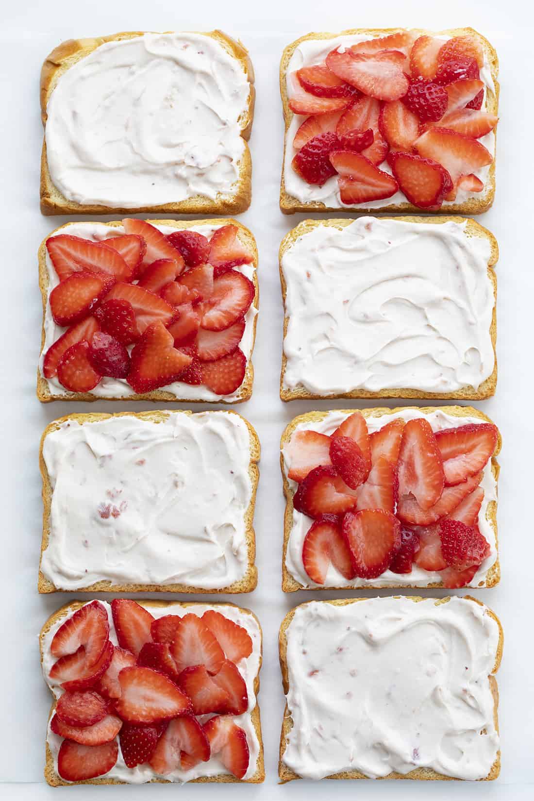 Stuffed French Toast is covered with a cinnamon and sugar coating and filled with cream cheese and juicy strawberries, topped with confectioners’ sugar and whipped cream. Stuffed French Toast, How to Make Stuffed French Toast, Stuffed French Toast Recipe, Breakfast, French Toast, Recipes, i am baker, iambaker Process for Making Strawberry Stuffed French Toast