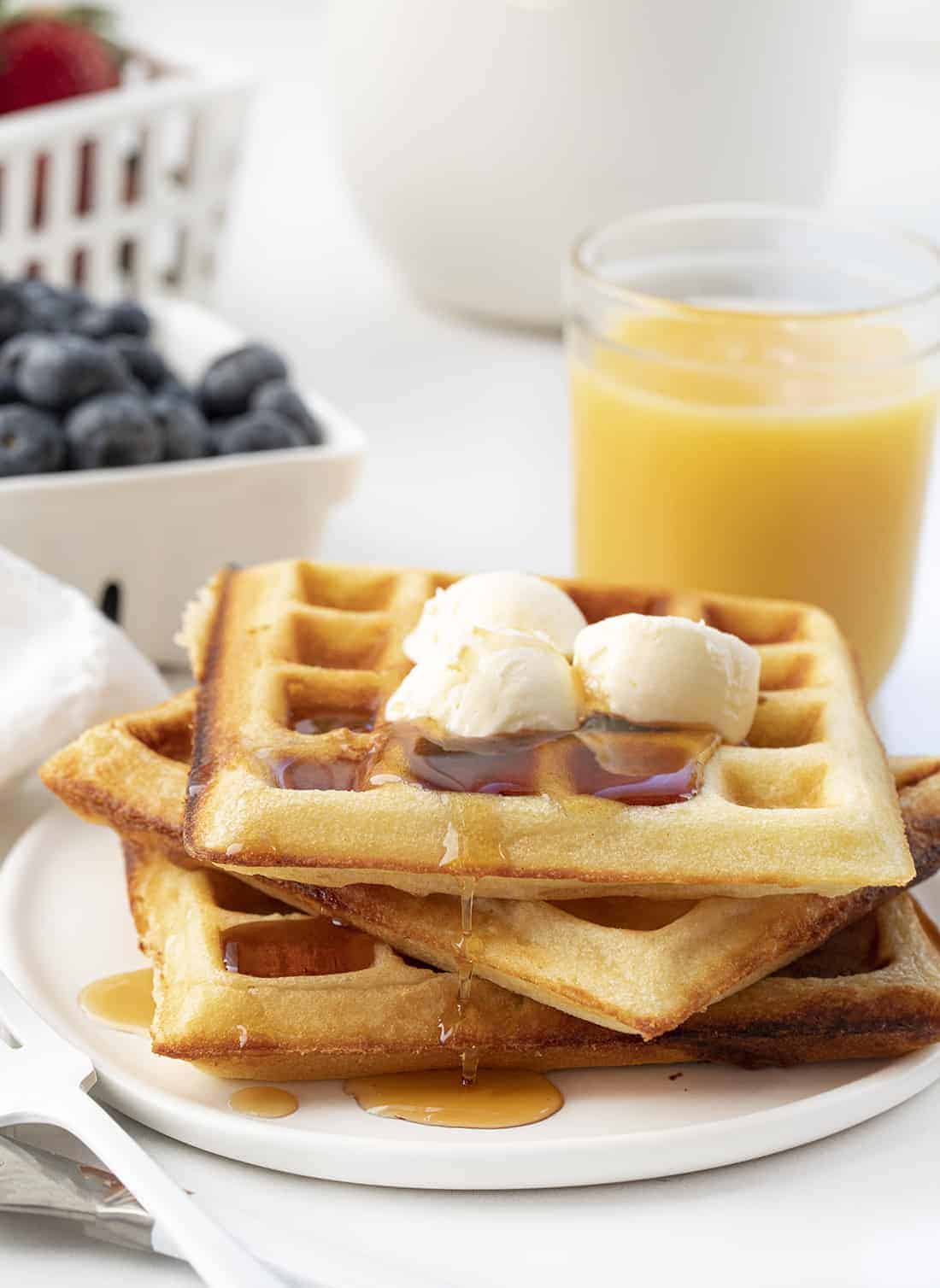 Waffles of Insane Greatness are waffles that are made from a copycat of Aretha Frankenstein's popular waffle mix. Waffles, Waffle REcipes, Breakfast, Breakfast Recipes, How to Make Waffles, The Best Waffles, i am baker, iambaker, recipes Stack of Waffles of Insane Greatness
